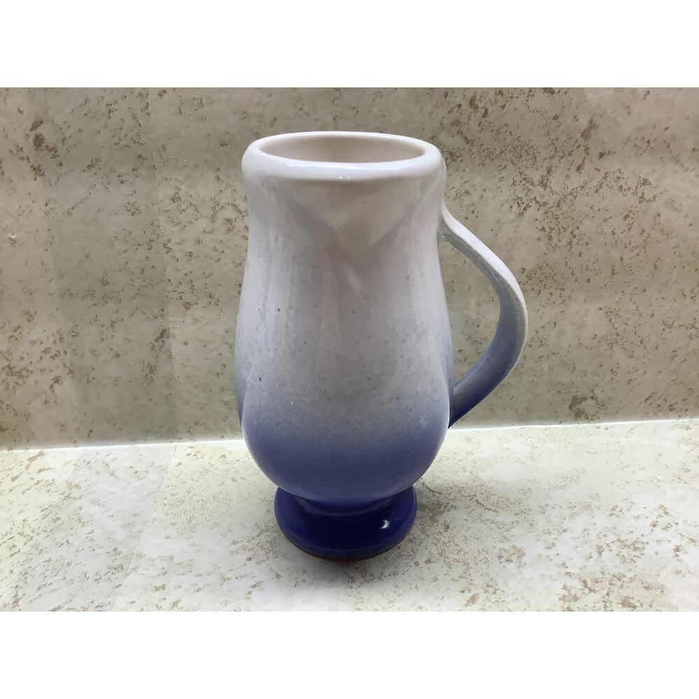Blue and White Pottery Vase Pitcher 5" - Tulip Bud Shaped Mug, Cobalt Blue Ombre